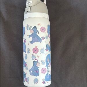 Eeyore Themed Stainless Water Bottle - White with Blue & Pink Accents